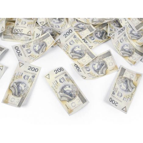 Tuba konfetti PartyDeco z banknotami 200zł, 80cm - 2